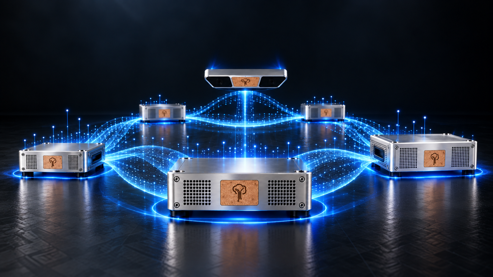 YzNode Mini, Prime, Ultra, and additional nodes connected through the distributed YzOak runtime fabric.